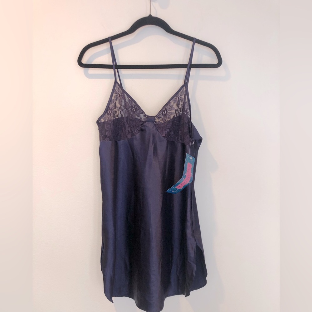 NWT Vintage Slip Dress Chemise Lace Purple Women’s Medium